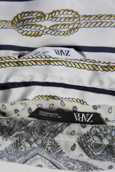 Zara Womens Long Sleeve Collared Button Down Shirts Tops White Size S Lot 2