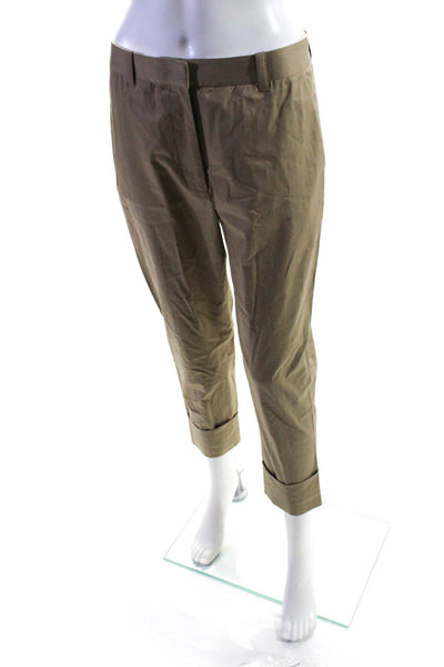 3.1 Phillip Lim Womens Cotton Mid-Rise Rolled Up Hem Trousers Pants Brown Size 2
