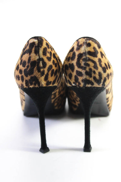 Yves Saint Laurent Women's Platform Animal Print High Heel Pumps Tan Size 39.5