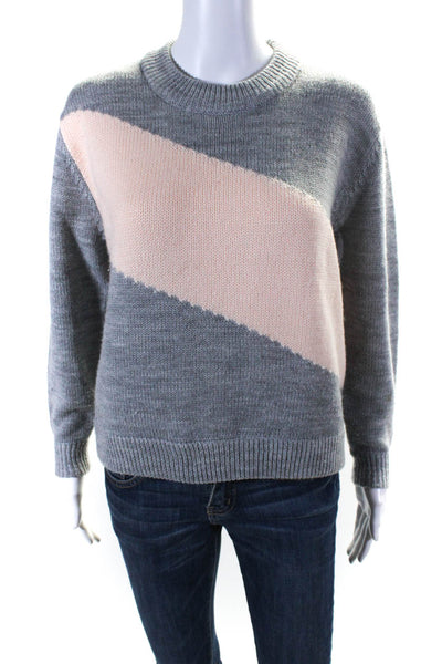 The Fifth Label Womens Colorblock Striped Ribbed Textured Sweater Gray Size XS