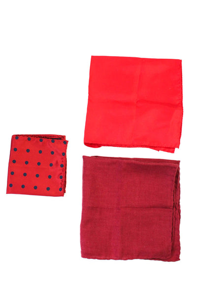 Paul Stuart Breuer Mens Silk Spotted Texture Handkerchiefs Red Red Size OS Lot 3