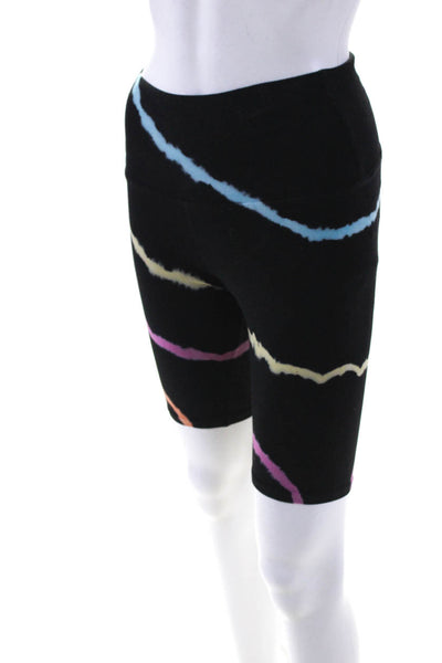 Electric & Rose Women's High Waist Tie-Dye Print Biker Shorts Black Size S