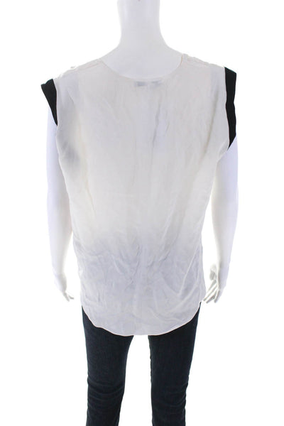 Sando Women's Silk V-Neck Sleeveless Sheer Blouse White Size 2