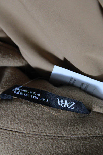 Zara Women's Snap Front Hip Length Varsity Jacket Tan Size S