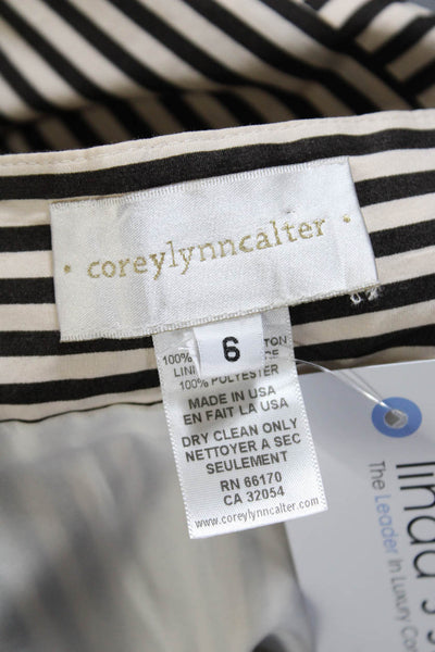 Corey Lynn Calter Women's Striped Knee Length Pencil Skirt Black Size 6