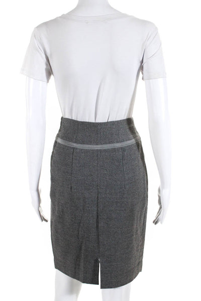 Brunello Cucinelli Womens Wool Pleated Side Zipped Textured Skirt Gray Size 6