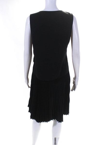 Allsaints Womens Crepe Pleated Sleeveless Overlay A-Line Dress Black Size 4