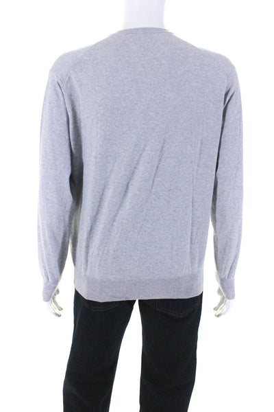 Peter Millar Mens Cotton Knit V-Neck Long Sleeve Sweater Gray Size M