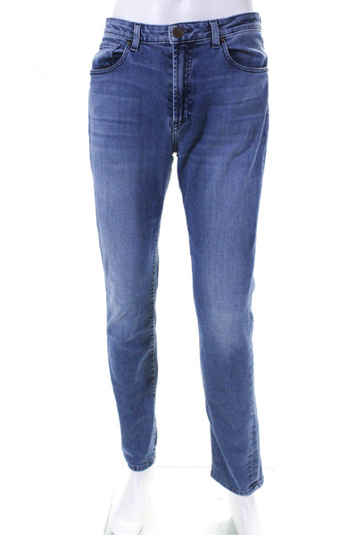 Monfrere Mens Denim Mid Rise Zip Up Straight Leg Jeans Pants Blue Size 32