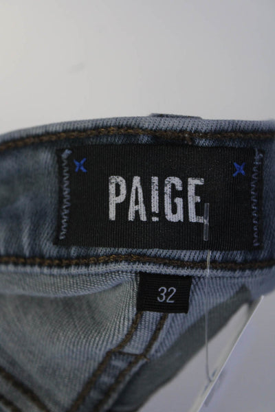 Paige Mens Denim Zip Up Mid Rise Straight Jeans Pants Light Wash Blue Size 32