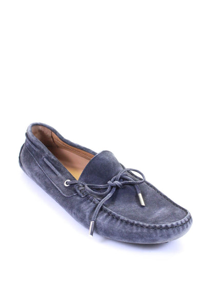 Boonper Mens Suede Lace Up Slip On Drivers Loafers Navy Blue Size 44 14