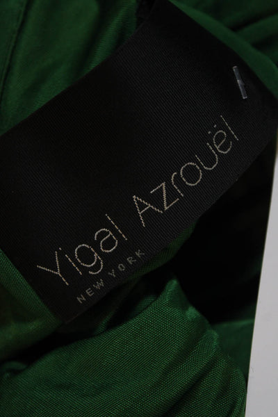 Yigal Azrouel Womens Pleated Hem V-Neck Knee Length Sheath Dress Green Size 6