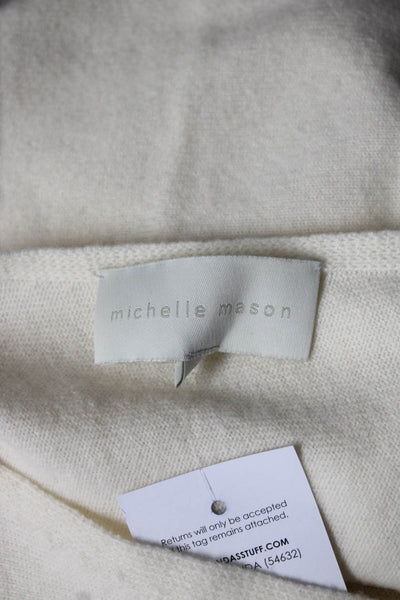 Michelle Mason Women's Wool Long Sleeve Cold Shoulder Sweater Cream Size S