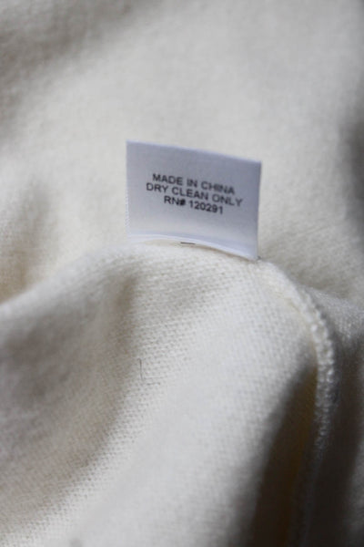 Michelle Mason Women's Wool Long Sleeve Cold Shoulder Sweater Cream Size S
