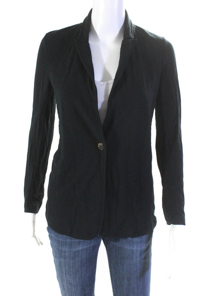 Theory Womens One Buttoned-Up Collared Long Sleeve Cardigan Black Size P