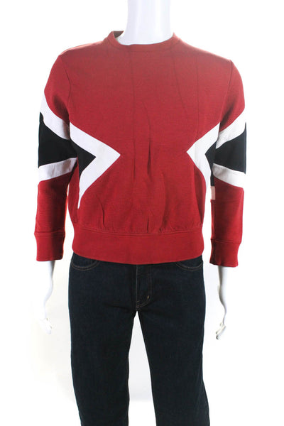 Neil Barrett Men's Geometric Print Crewneck Sweatshirt Red Size S
