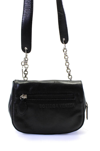 Bottega Veneta Grained Leather Front Pocket Chain Link Small Belt Bag Black