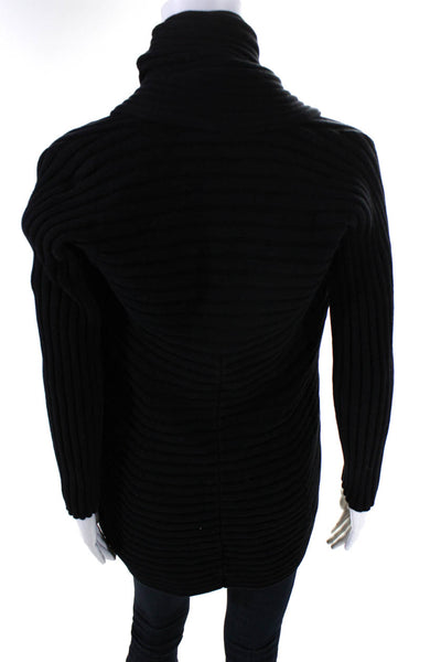 525 America Womens Ribbed Long Sleeved Open Front Cardigan Sweater Black Size M