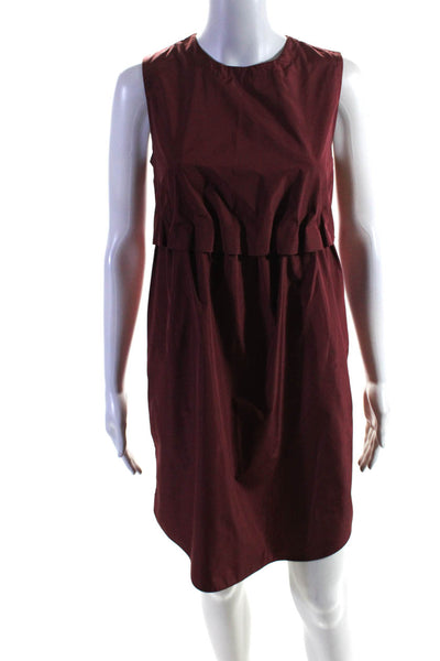 Carven Womens Crewneck Sleeveless Unlined Mini Shift Dress Burgundy Red Size 36