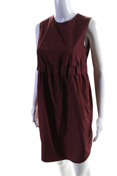 Carven Womens Crewneck Sleeveless Unlined Mini Shift Dress Burgundy Red Size 36