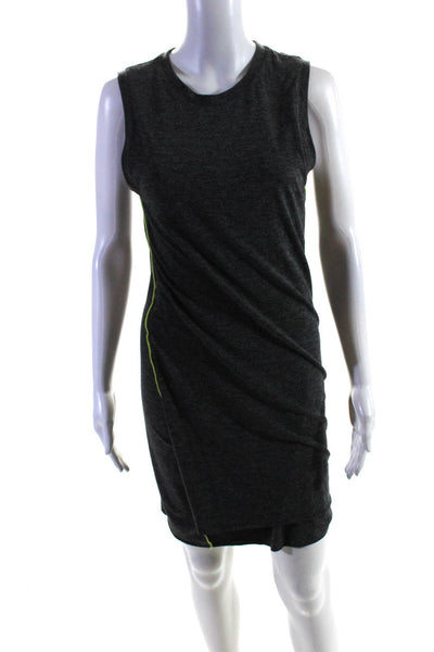 T Alexander Wang Womens Jersey Knit Ruched Mini Tank Dress Heather Gray Size L