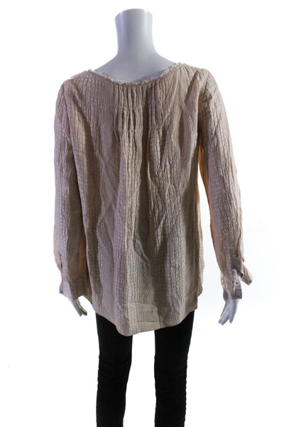 Rebecca Taylor Womens Scoop Neck Long Sleeved Buttoned Blouse Blush Pink Size 6