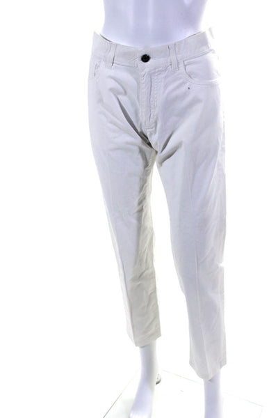 Dolce & Gabbana Womens Cotton Pleated Front Straight Leg Pants White Size 48