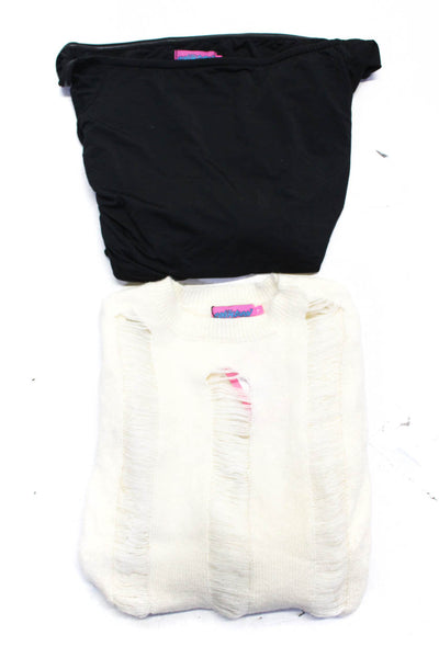 Edikted Women's Long Sleeve Gathered Off Shoulder Blouse Black Size M S, Lot 2
