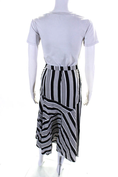 Zimmermann Women's Asymmetrical Midi Black White Stripe Skirt Size L