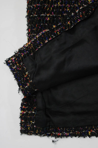 MSGM Womens Wool Woven Textured Sequined Hem Zip A-Line Dress Black Size EUR40