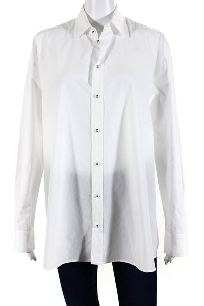 Tomas Maier Womens Collared Long Sleeved Button Down Shirt Blouse White Size 4