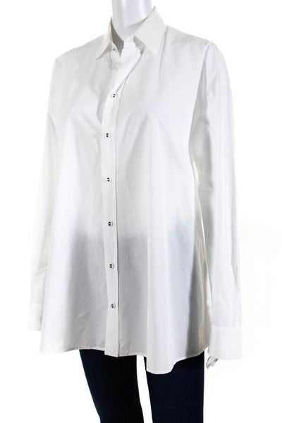 Tomas Maier Womens Collared Long Sleeved Button Down Shirt Blouse White Size 4