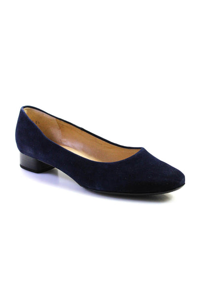 Peter Kaiser Women's Suede Almond Toe Block Kitten Heels Blue Size 4.5