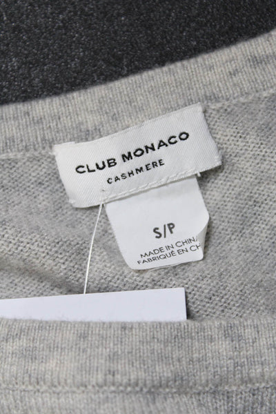 Club Monaco Women's Cashmere Long Sleeve Ruffle Trim Sweater Gray Size S