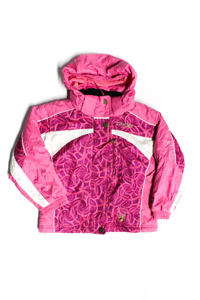 Spyder Girls Swirl Print Hooded Full Zip Outerwear Coat Pink Size 5