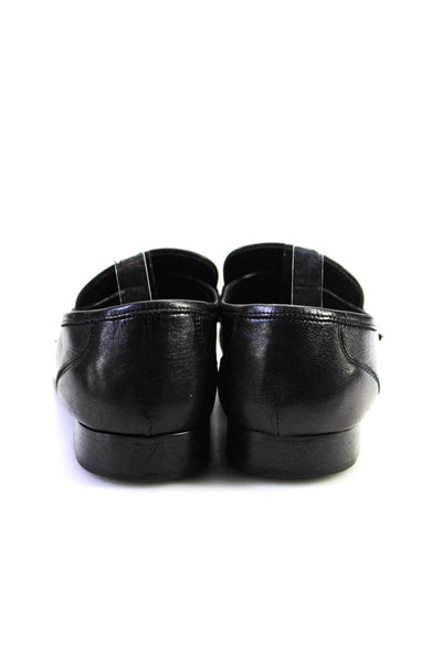 Bruno Magli Men's Leather Stitched Trim Slip On Loafers Black Size 11