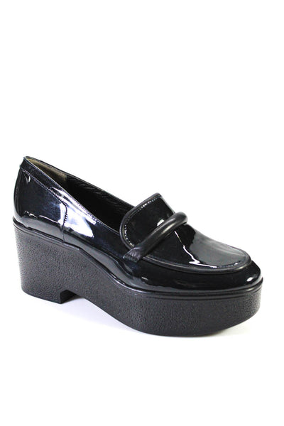 Robert Clergerie Womens Patent Leather Platform Low Heel Loafers Black Size 8.5