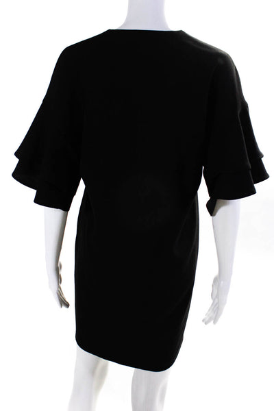 Zara Woman Women's V-Neck Flounce Sleeve Shift Dress Black Size S