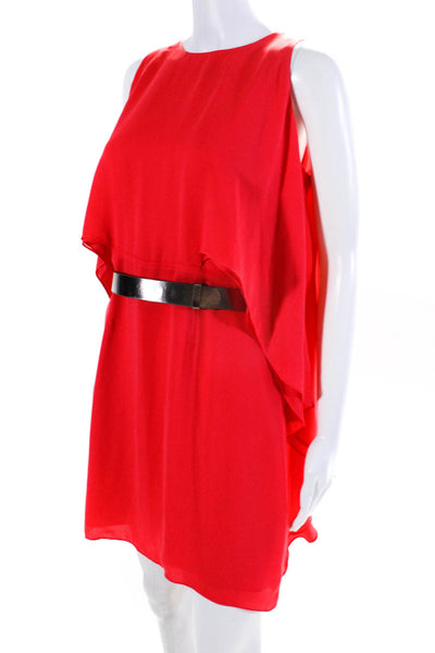 Halston Women's Belted Cold Shoulder Blouson Dress Red Size 6