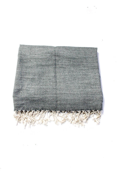 Emma Black Womens Wool Colorblock Frayed Hem Wrapped Scarf Gray Size OS