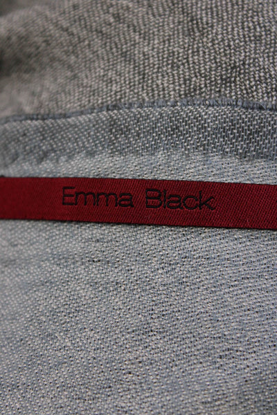 Emma Black Womens Wool Colorblock Frayed Hem Wrapped Scarf Gray Size OS