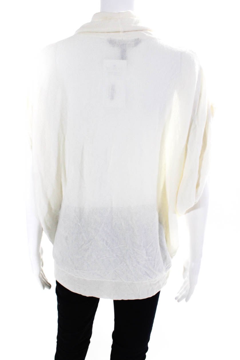 BCBG Max Azria Womens Short Sleeved Turtleneck Knit Poncho Sweater Cre Shop Linda s Stuff