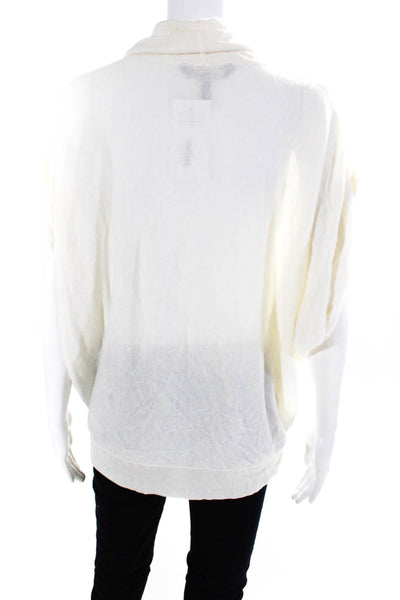 BCBG Max Azria Womens Short Sleeved Turtleneck Knit Poncho Sweater Cream Size S