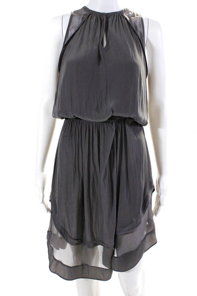 Ramy Brook Womens Sleeveless V Neck Short Pleated Blouson Dress Gray Size XS