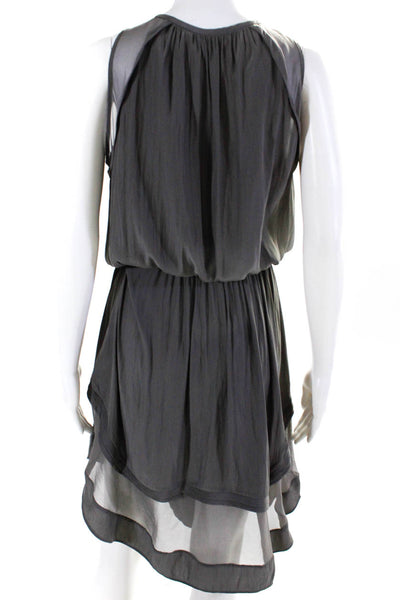 Ramy Brook Womens Sleeveless V Neck Short Pleated Blouson Dress Gray Size XS