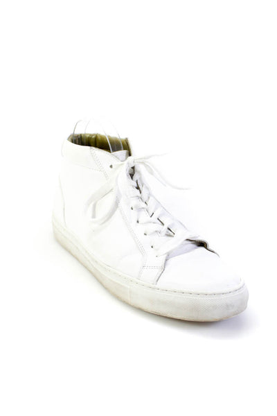 Inkerman Men Leather Round Toe Lace Up High Top Sneakers White Size 9.5