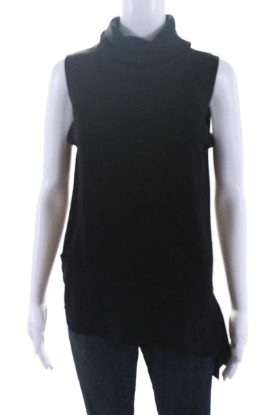 Robert Rodriguez Womens Turtleneck Cutout V Neck Slim Tank Blouse Black Size S