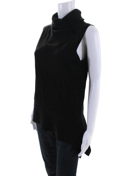 Robert Rodriguez Womens Turtleneck Cutout V Neck Slim Tank Blouse Black Size S