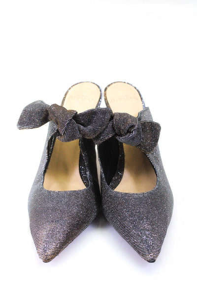 Alexandre Birman Womens Metallic Knotted Closed Toe Mules Heels Gray Size 6.5