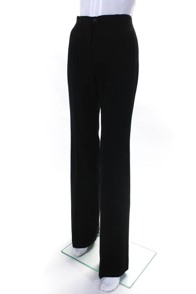 Susanna Womens Zipper Fly Pleated Flare Leg Dress Pants Black Wool Size 4